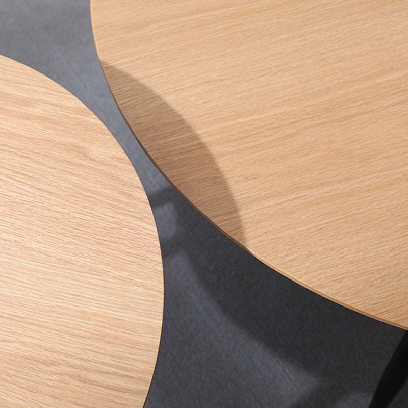 Nordic Round Iron Wood Coffee Table