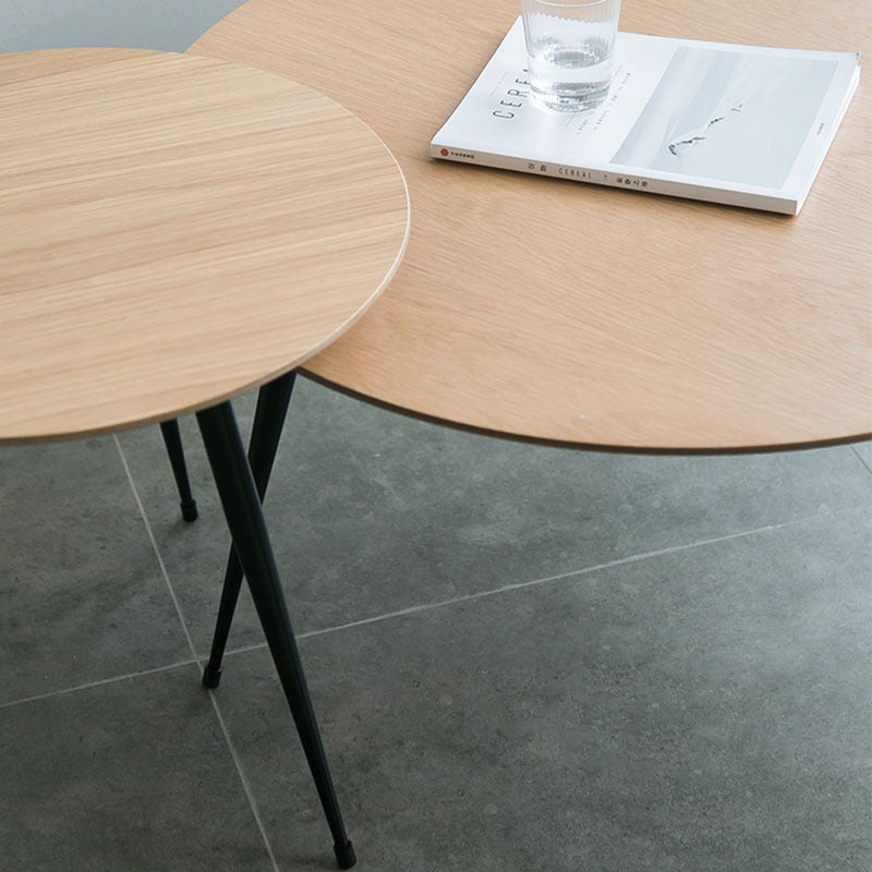 Nordic Round Iron Wood Coffee Table