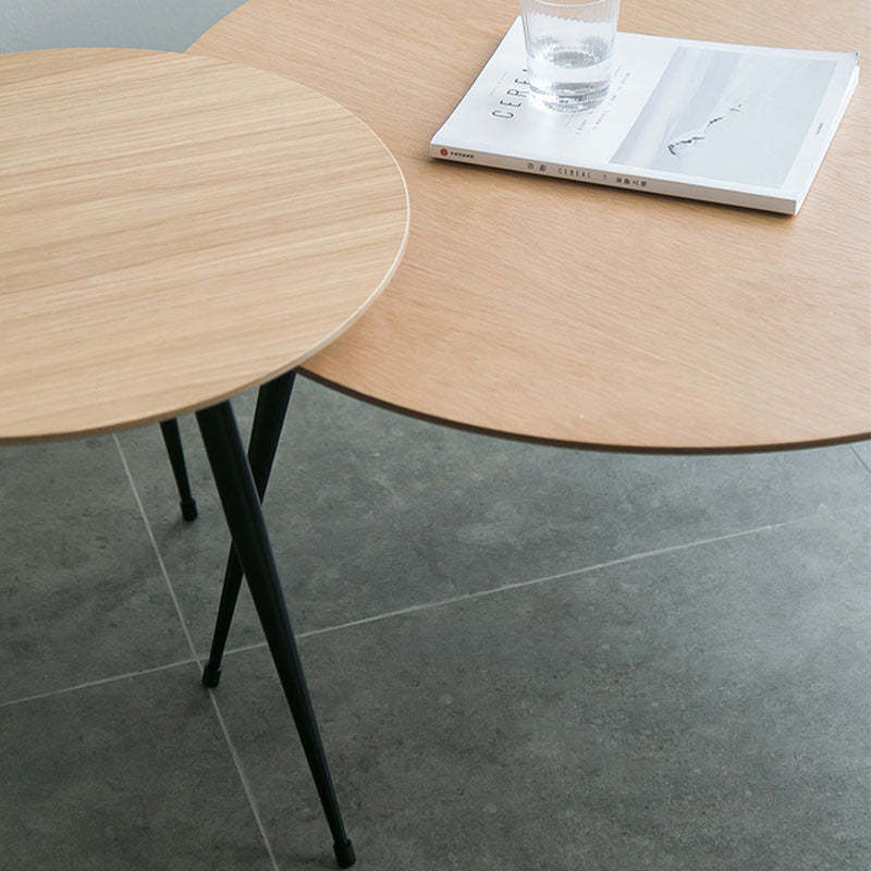 Nordic Round Iron Wood Coffee Table