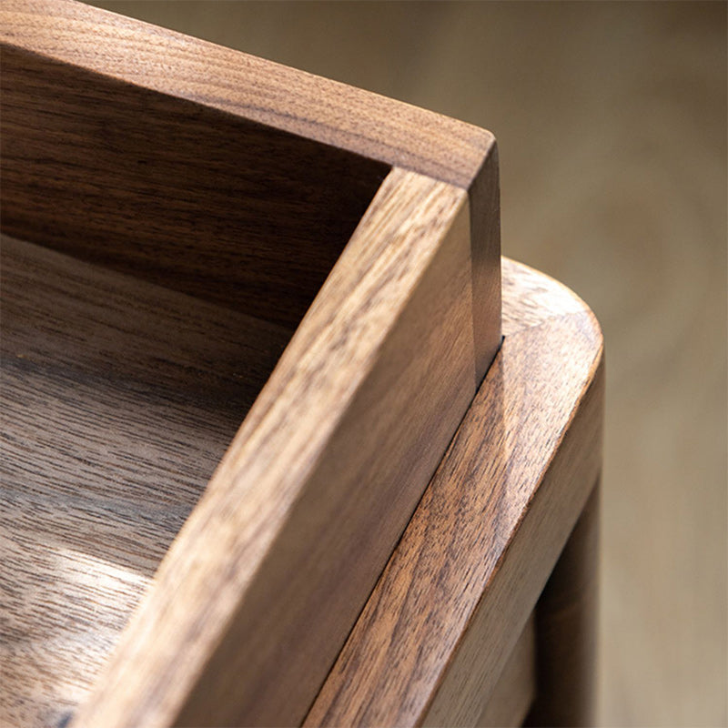 Japanese Rectangular Wood 2-Tier End Table
