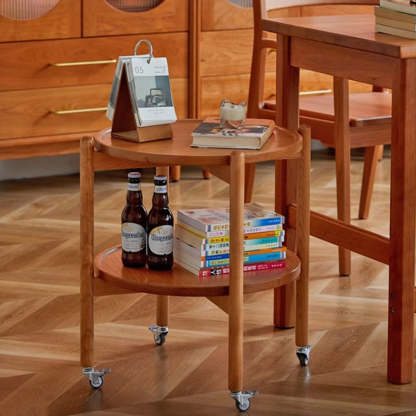 Nordic Round Wood 2-Tier End Table