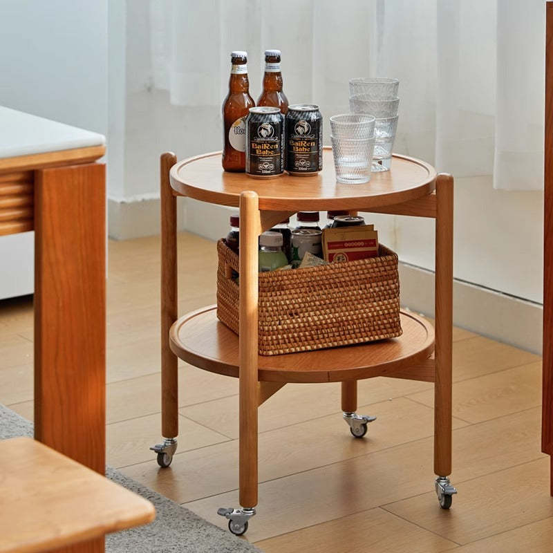 Nordic Round Wood 2-Tier End Table