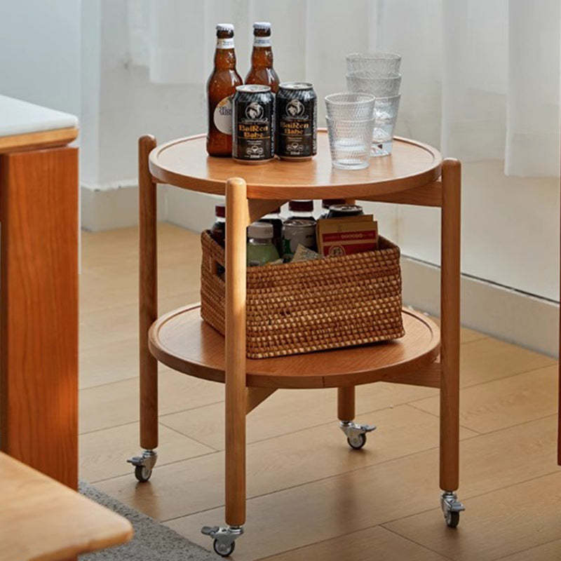 Nordic Round Wood 2-Tier End Table