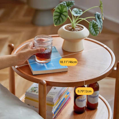 Nordic Round Wood 2-Tier End Table