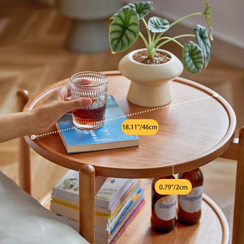 Nordic Round Wood 2-Tier End Table