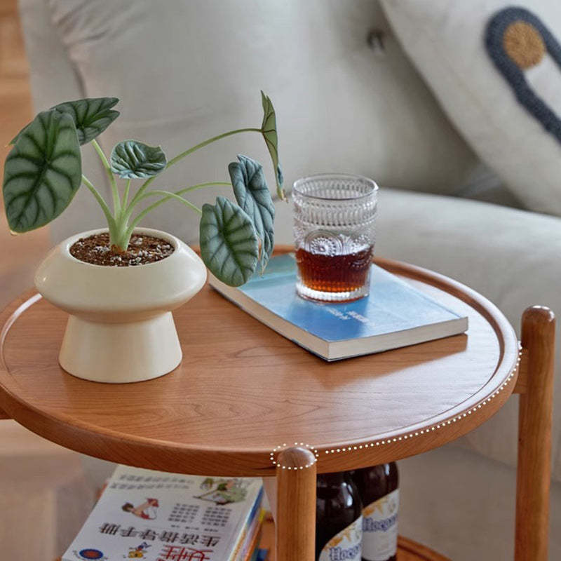 Nordic Round Wood 2-Tier End Table