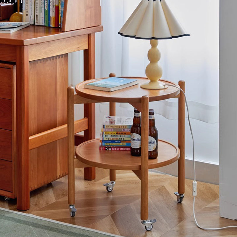 Nordic Round Wood 2-Tier End Table