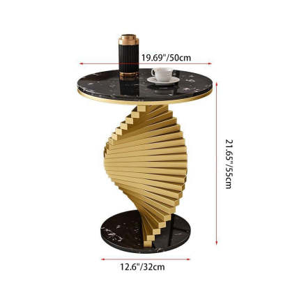 Contemporary Luxury Iron Marble 2-Tier Side Table