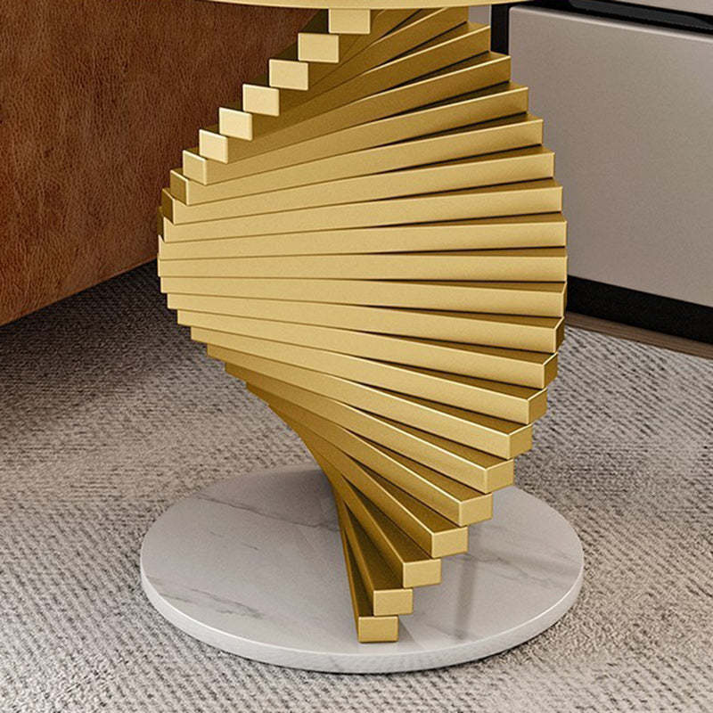 Contemporary Luxury Iron Marble 2-Tier Side Table