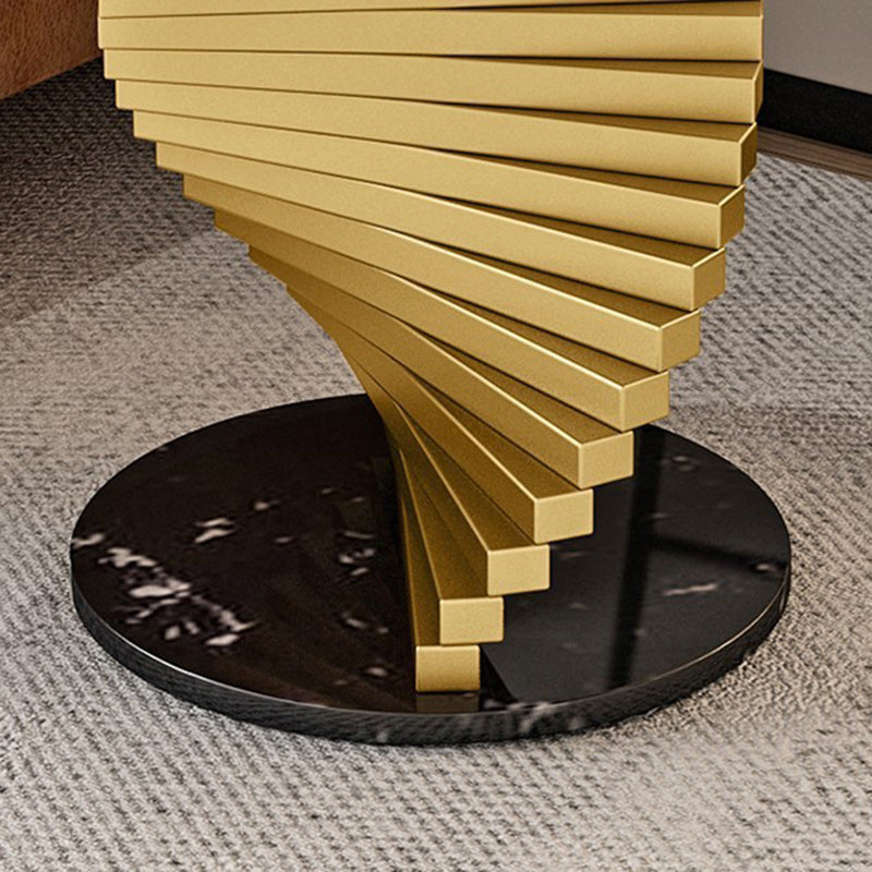 Contemporary Luxury Iron Marble 2-Tier Side Table