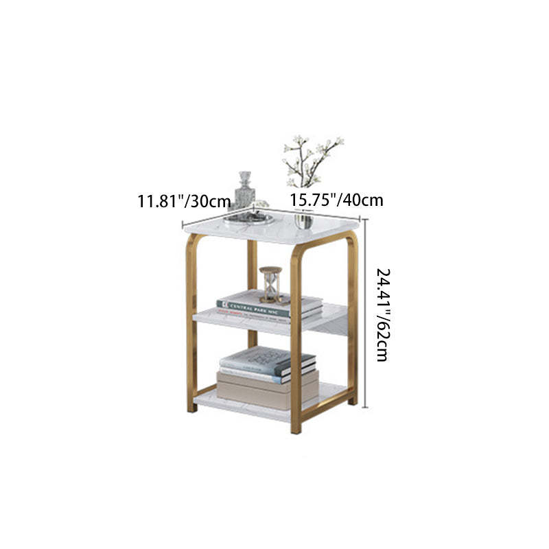 Nordic Rectangular Iron Wood 3-Tier End Table