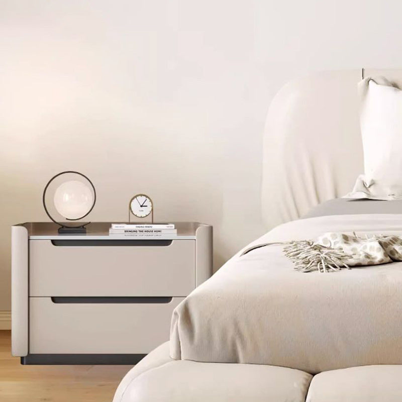 Minimalist Wood Rock Slab 2-Drawer Nightstand