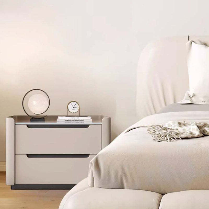 Minimalist Wood Rock Slab 2-Drawer Nightstand