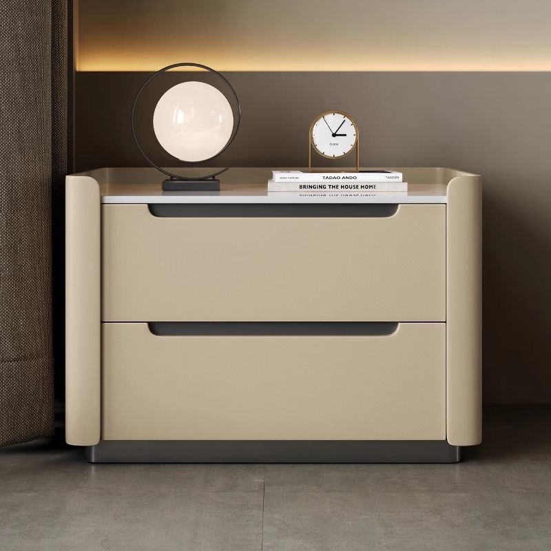 Khaki nordic slab rock nightstands