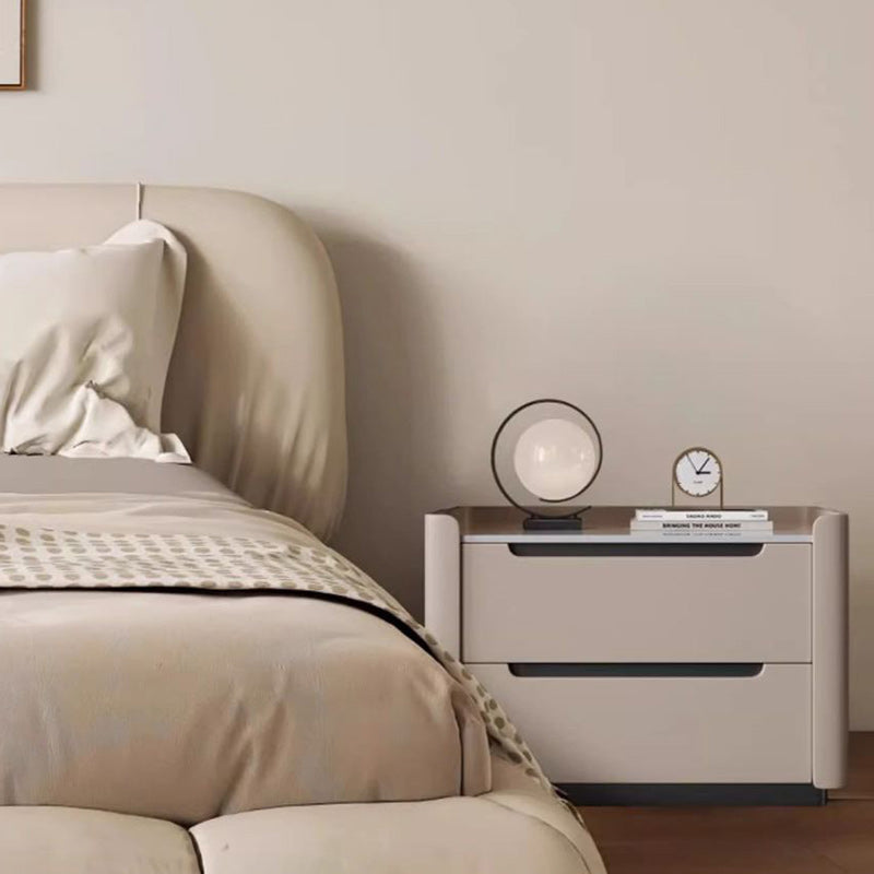 Minimalist Wood Rock Slab 2-Drawer Nightstand