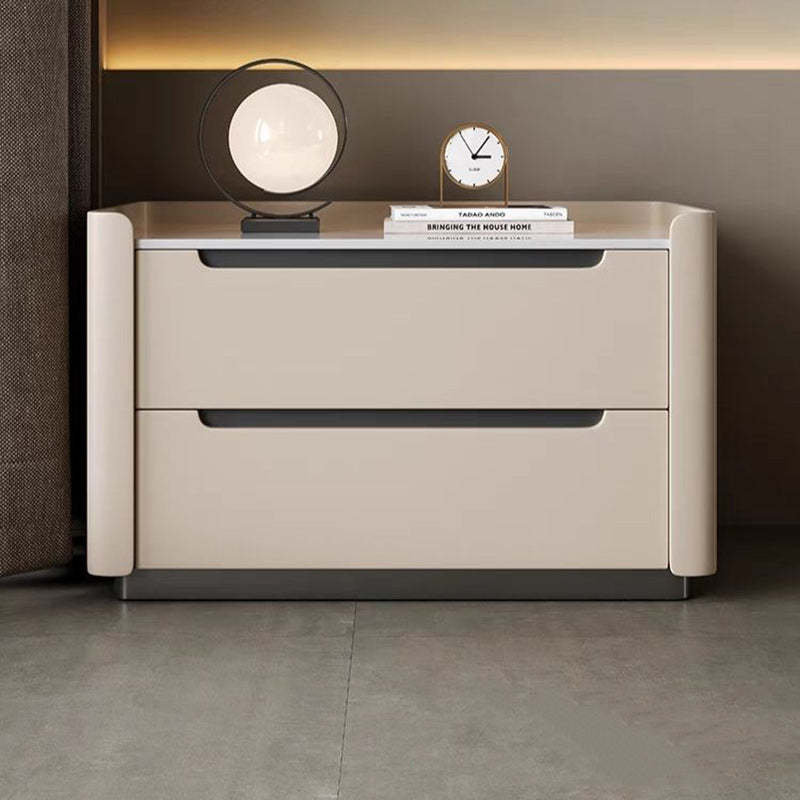 Minimalist Wood Rock Slab 2-Drawer Nightstand