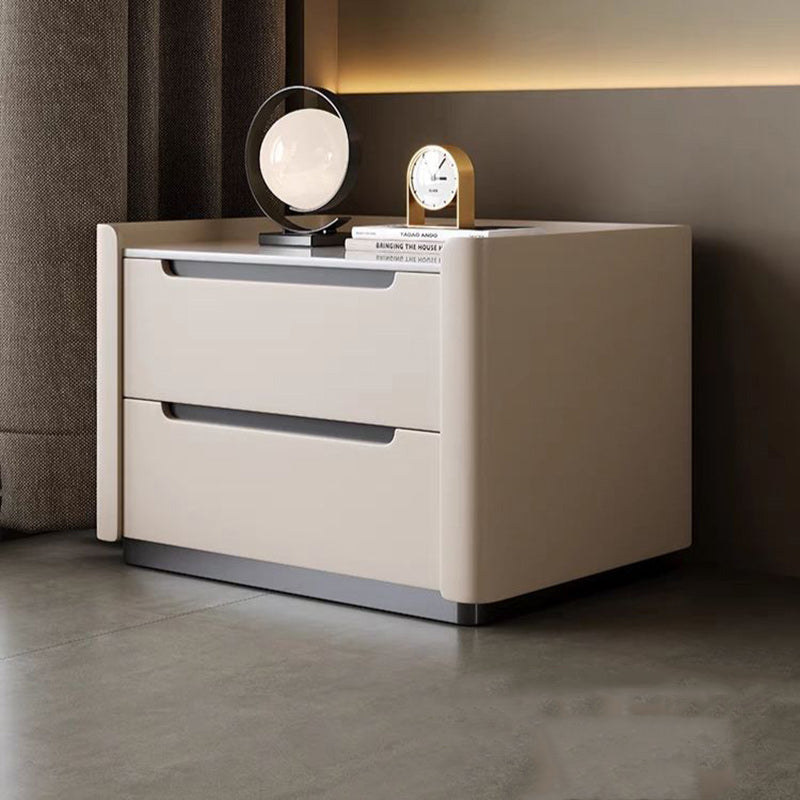 Minimalist Wood Rock Slab 2-Drawer Nightstand
