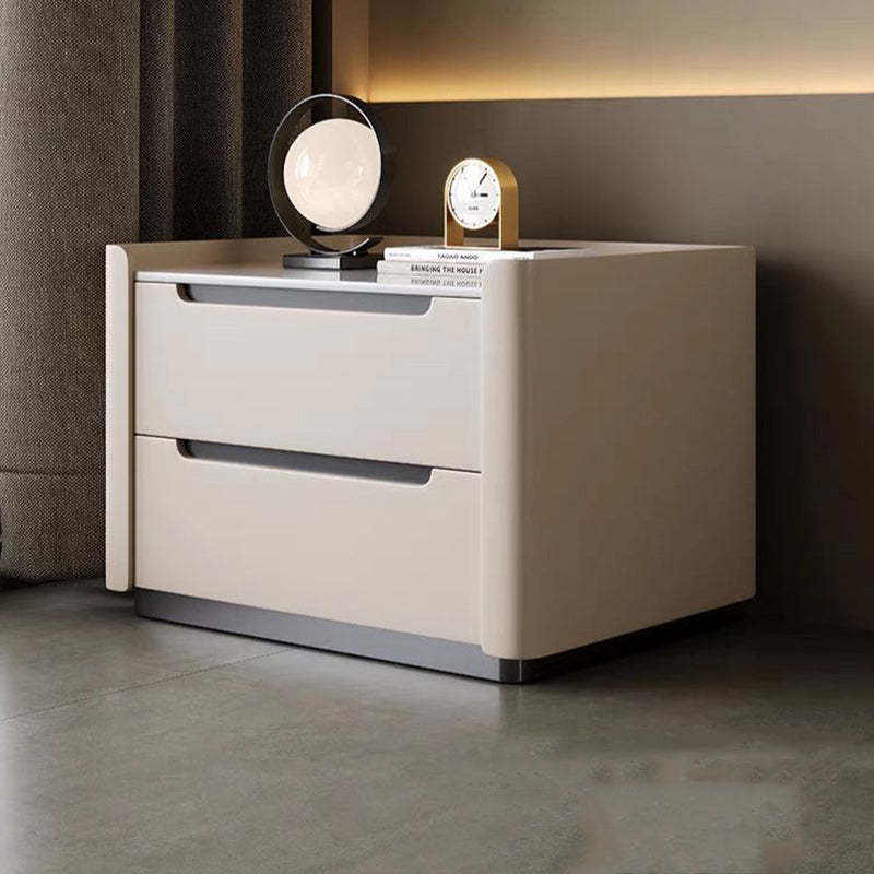 Minimalist Wood Rock Slab 2-Drawer Nightstand