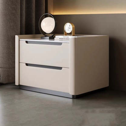 Minimalist Wood Rock Slab 2-Drawer Nightstand