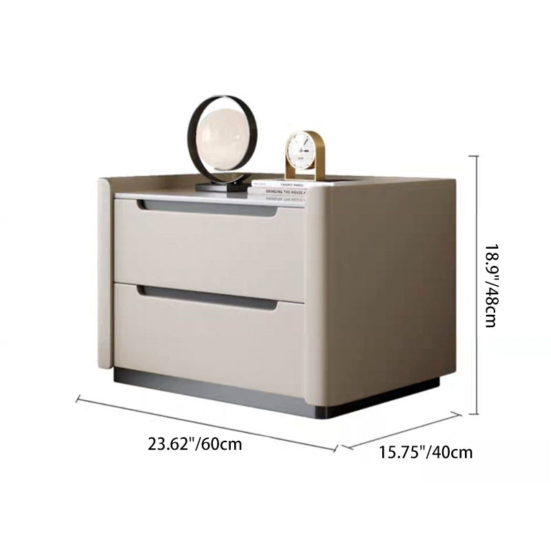 Minimalist Wood Rock Slab 2-Drawer Nightstand — Gray
