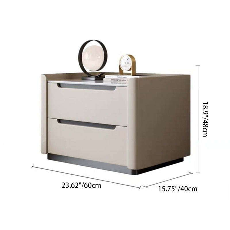 Minimalist Wood Rock Slab 2-Drawer Nightstand — Gray