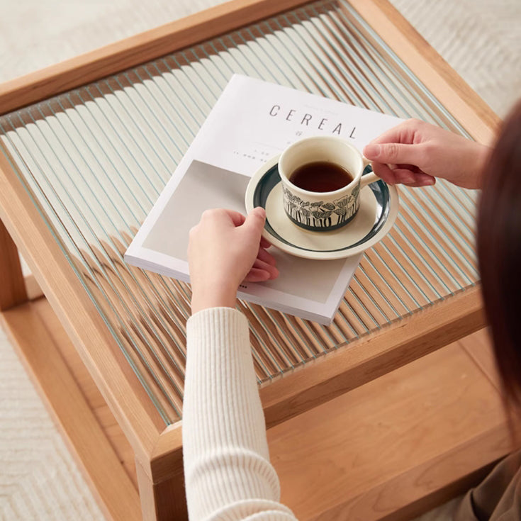 Nordic Wood Glass Coffee Table
