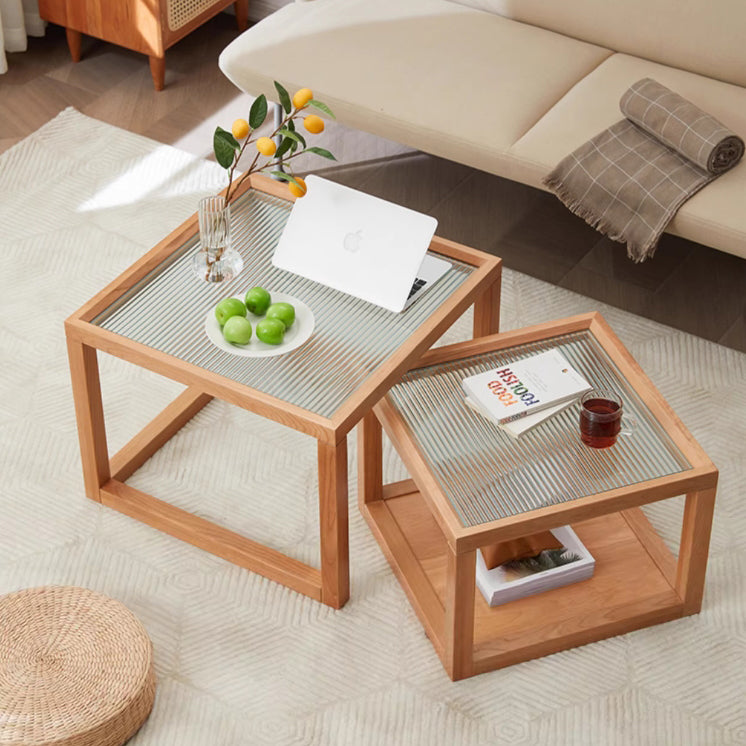 Nordic Wood Glass Coffee Table