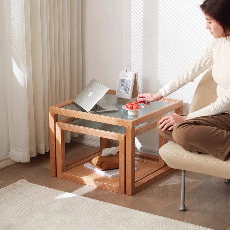 Nordic Wood Glass Coffee Table
