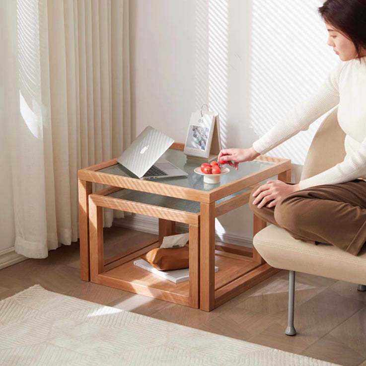 Nordic Wood Glass Coffee Table
