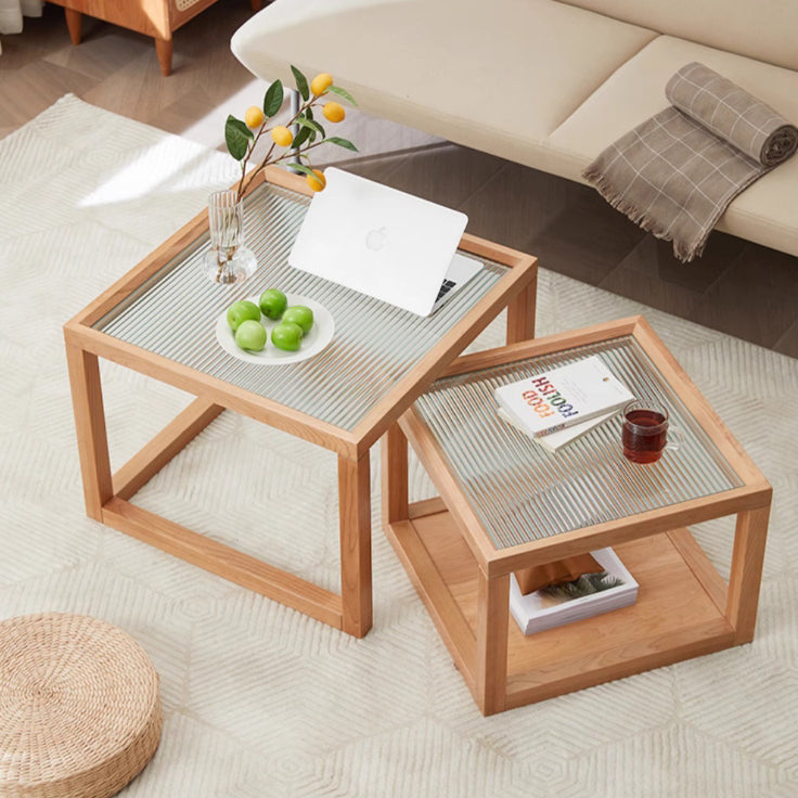 Nordic Wood Glass Coffee Table