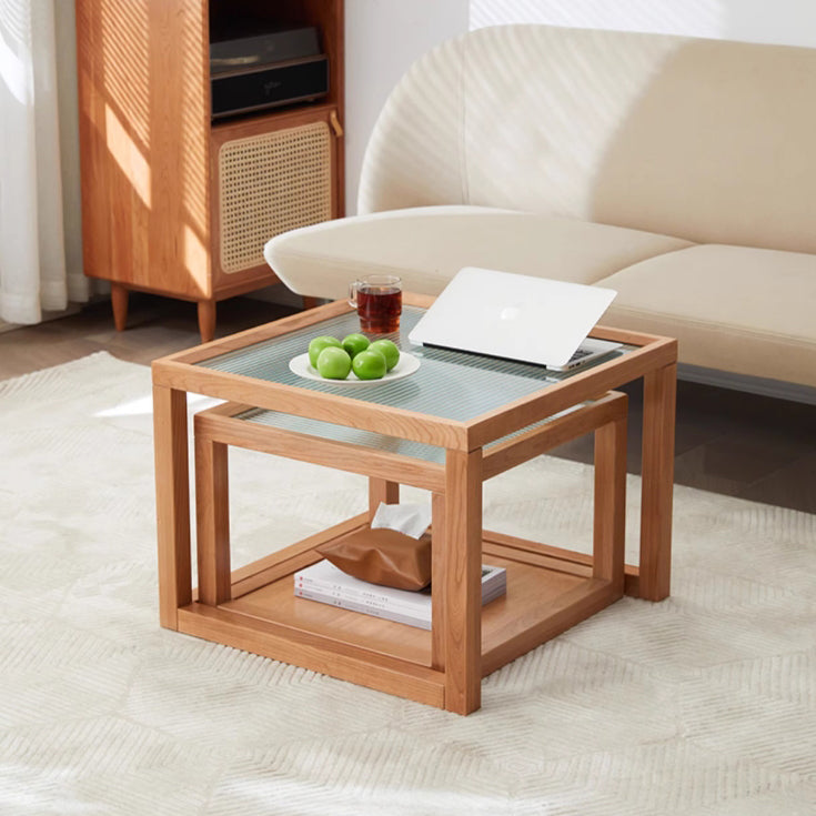 Nordic Wood Glass Coffee Table