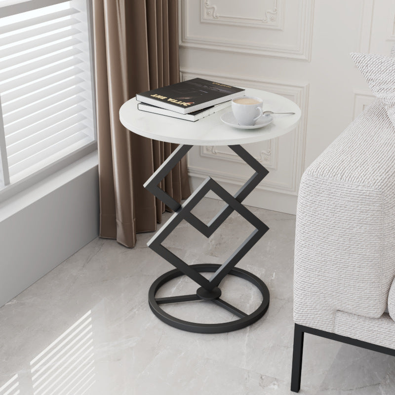 Transitional Iron Rock Slab End Table
