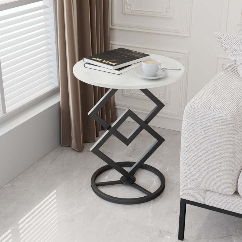 Transitional Iron Rock Slab End Table