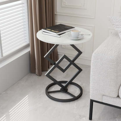 Transitional Iron Rock Slab End Table