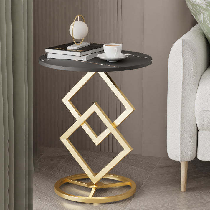 Transitional Iron Rock Slab End Table