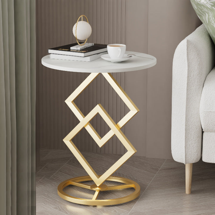 Transitional Iron Rock Slab End Table