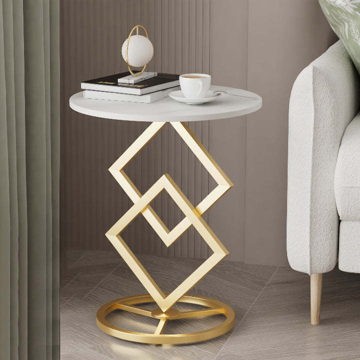 Transitional Iron Rock Slab End Table