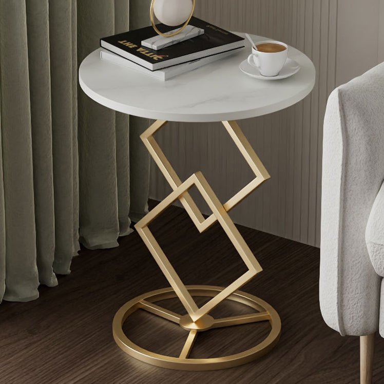 Transitional Iron Rock Slab End Table