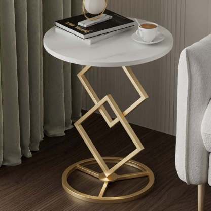 Transitional Iron Rock Slab End Table