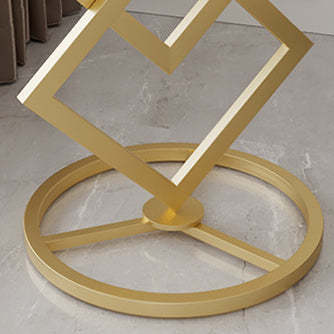 Transitional Iron Rock Slab End Table — Gold / Black