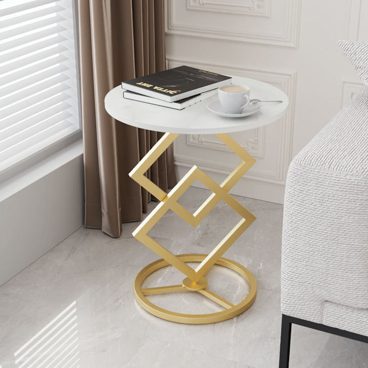 Transitional Iron Rock Slab End Table