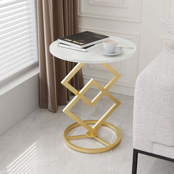 Transitional Iron Rock Slab End Table