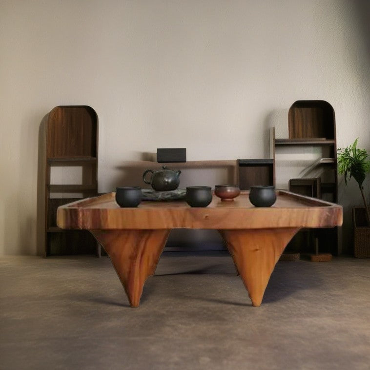 Japanese Round Wood Coffee Table — Square / Wood Color