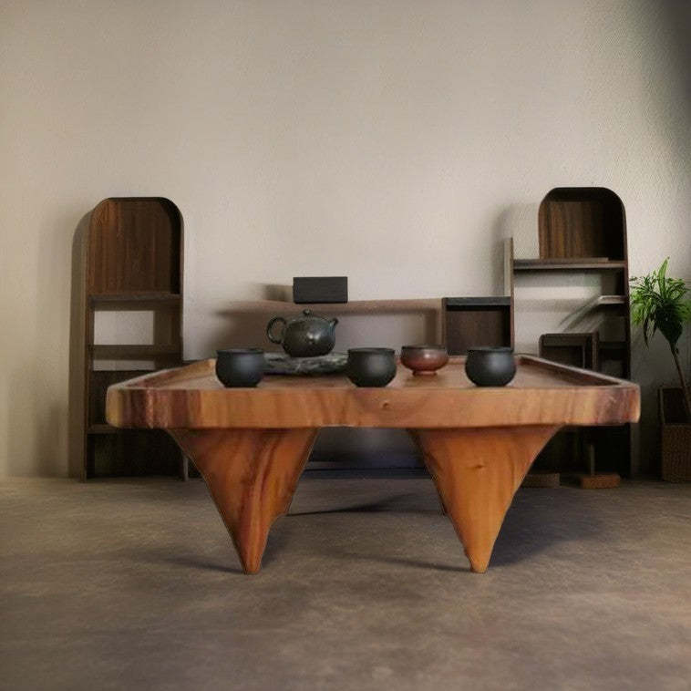 Japanese Round Wood Coffee Table — Square / Wood Color