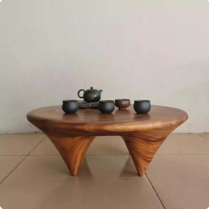 Japanese Round Wood Coffee Table