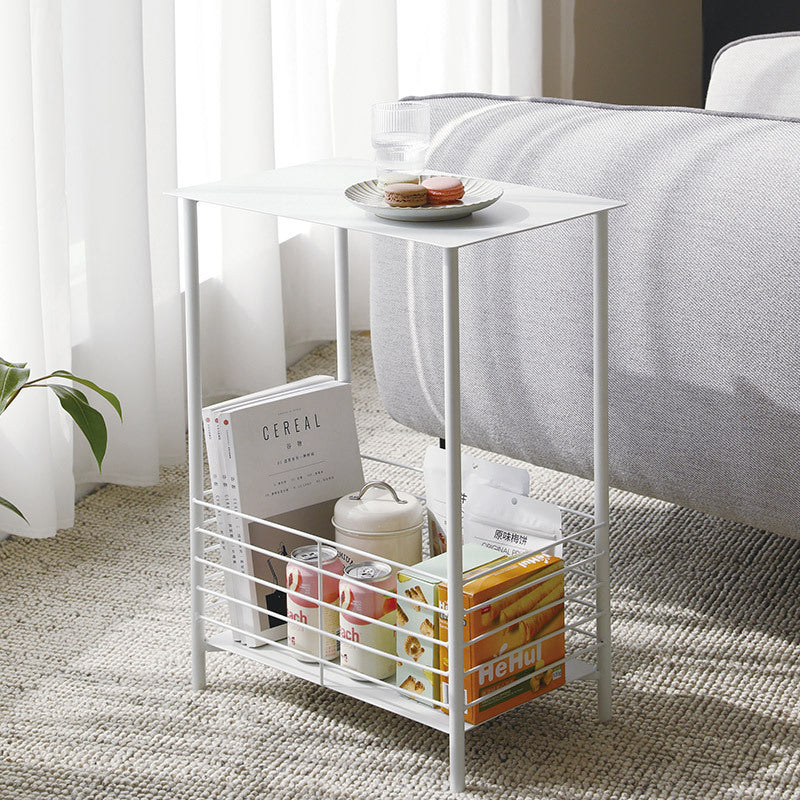 Nordic Rectangular Iron 2-Tier End Table — White