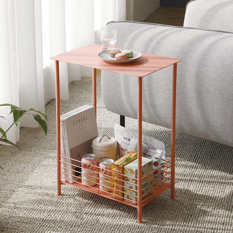 Nordic Rectangular Iron 2-Tier End Table — Black