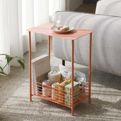 Nordic Rectangular Iron 2-Tier End Table — Black