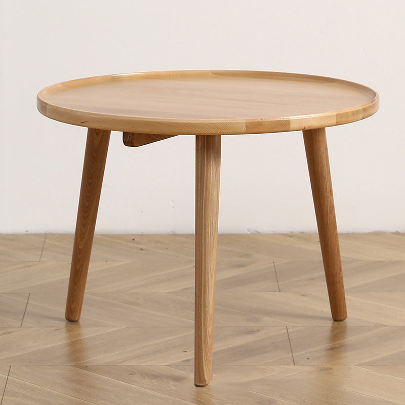 Japanese Round Wood Coffee Table — Walnut Color