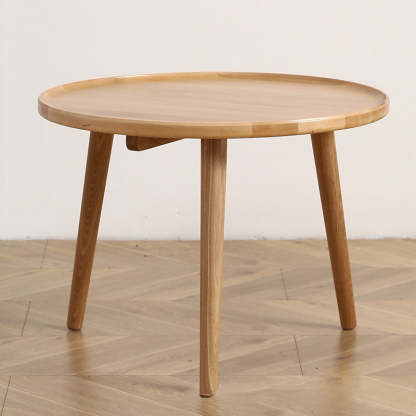 Japanese Round Wood Coffee Table — Walnut Color